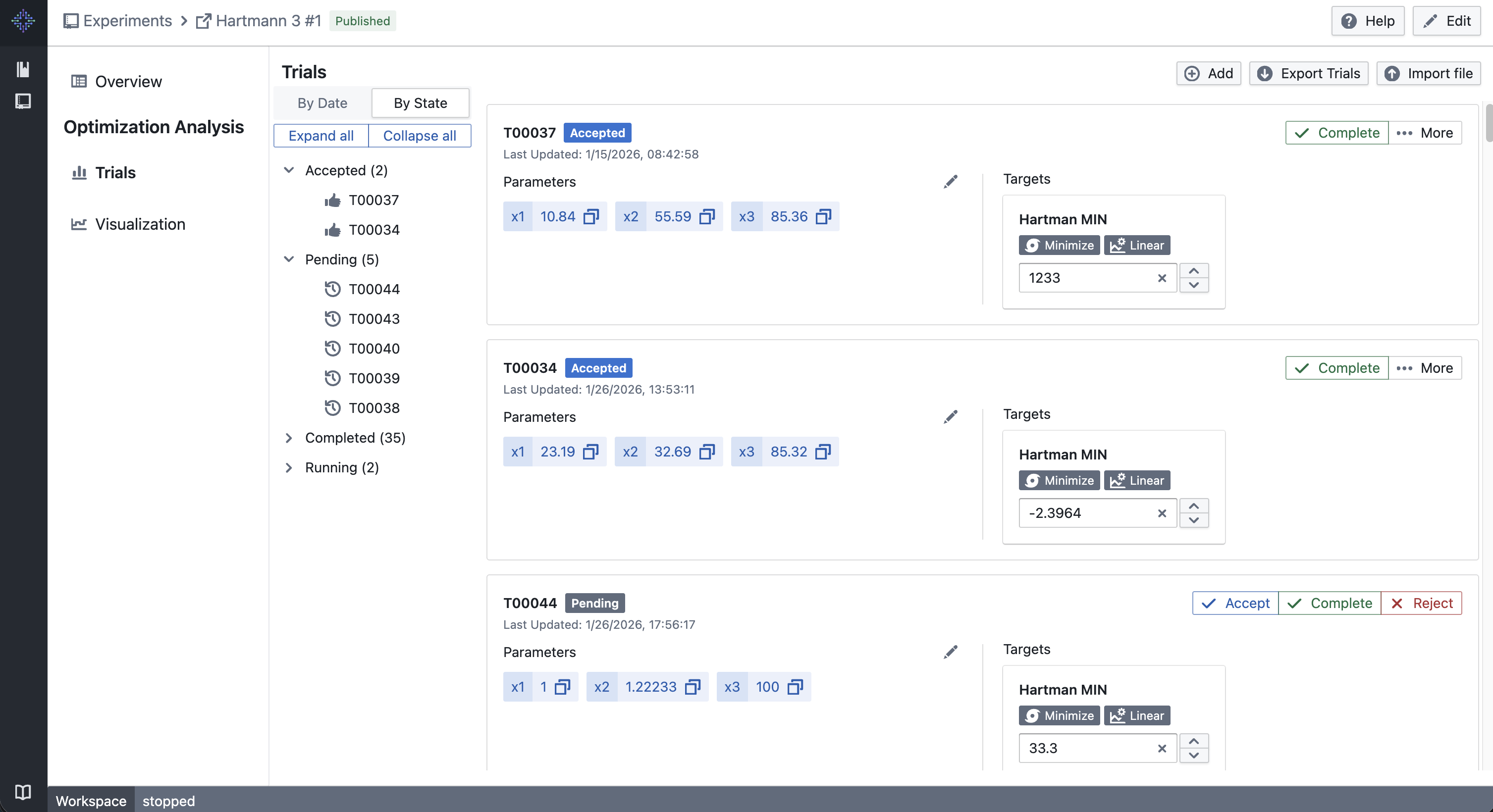 Trial – Design of Experiments