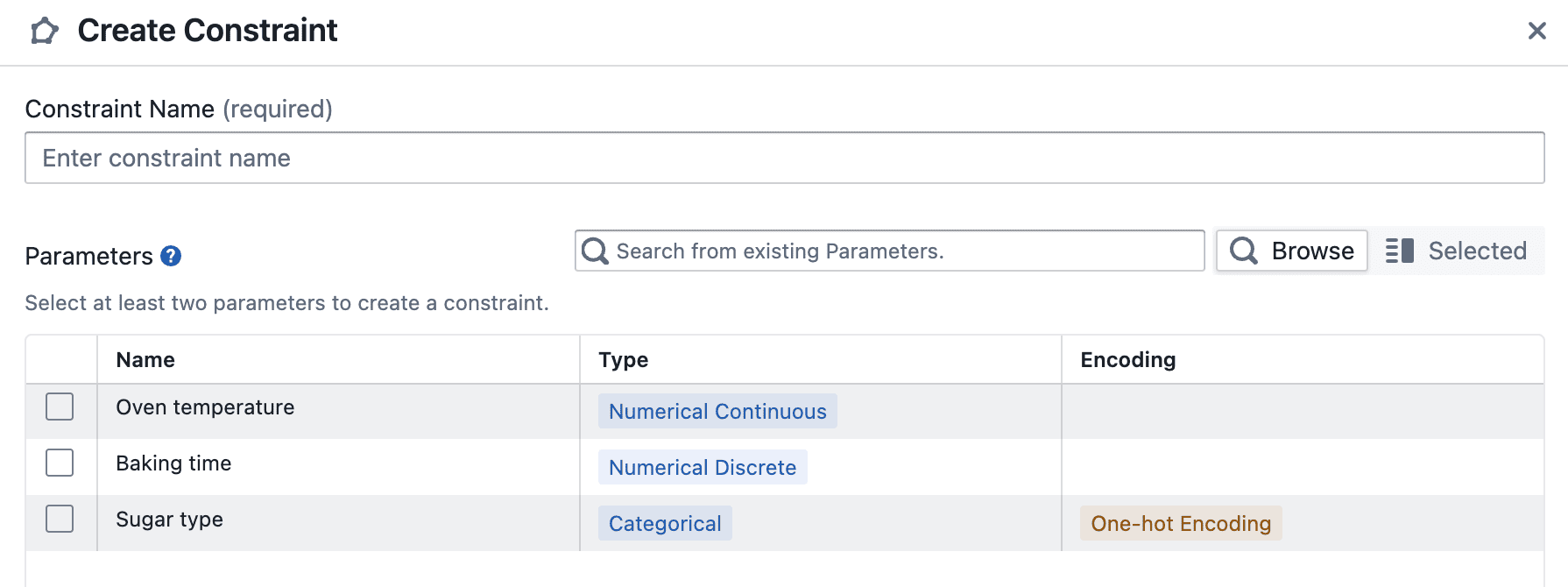Create Constraints Screenshot