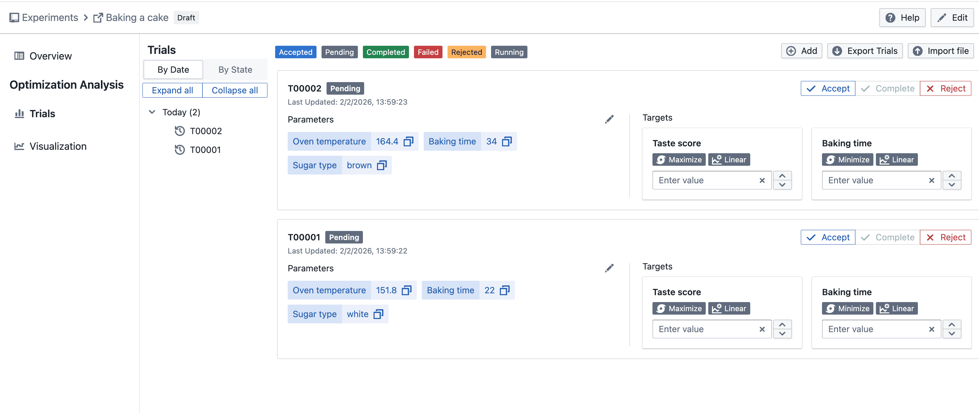 Created Trials Screenshot