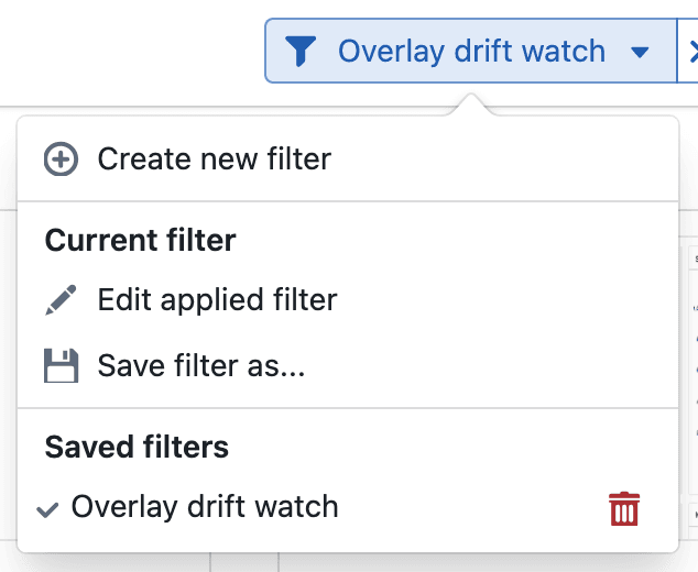 Saved Filters Menu