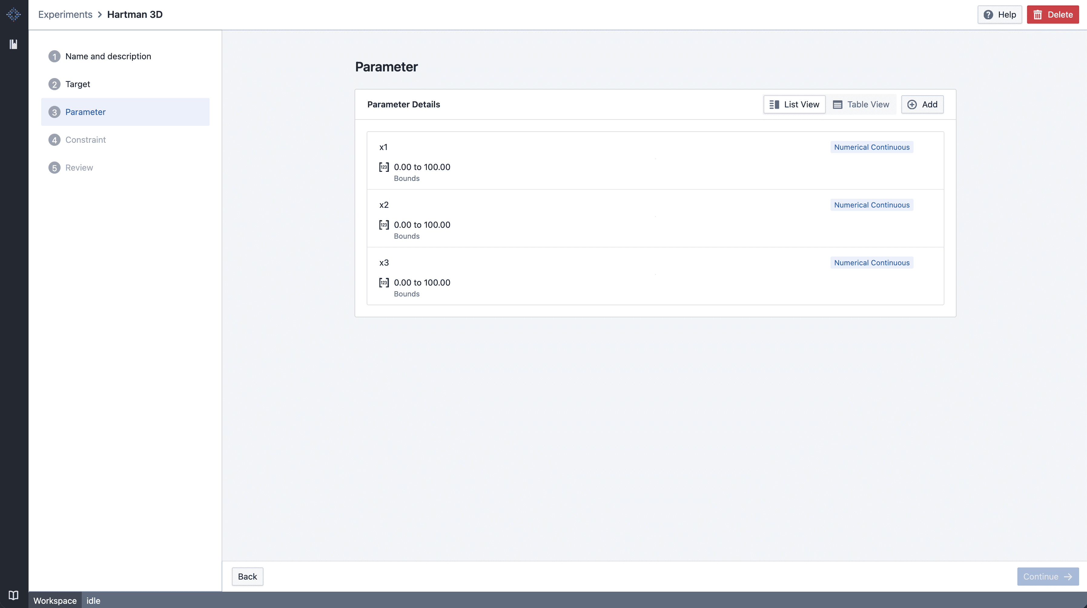 Parameters Screenshot
