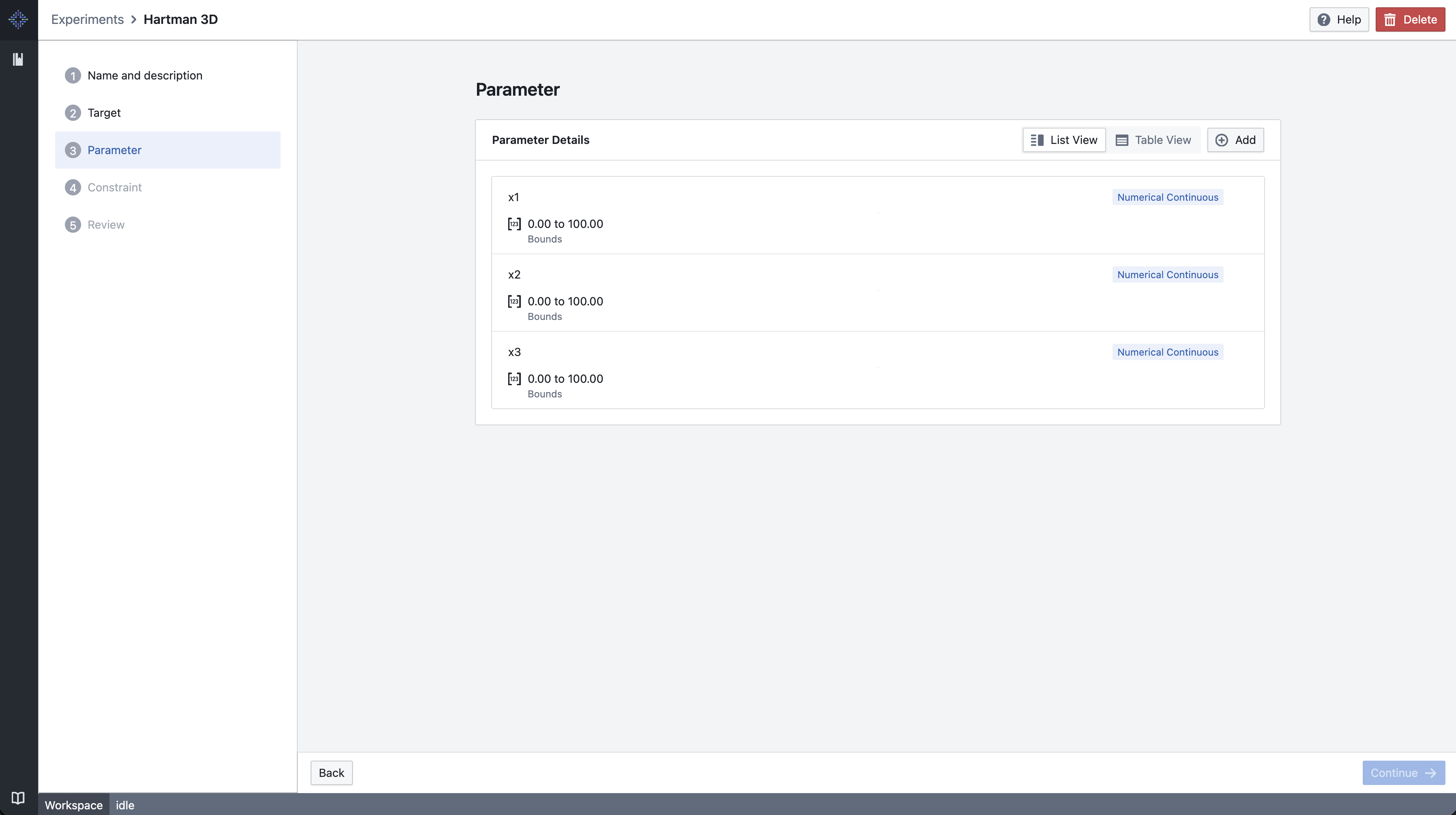 Parameters Screenshot