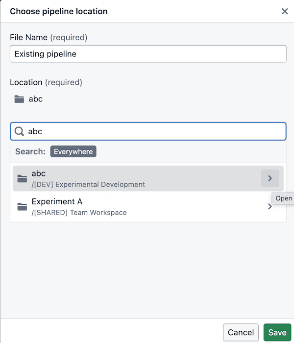 Search folder navigation