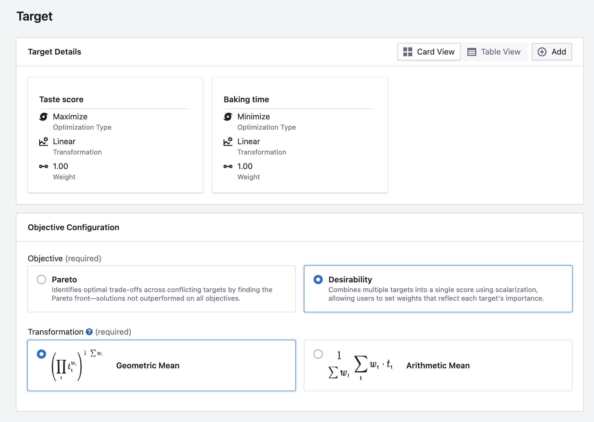 Targets Desirability Screenshot