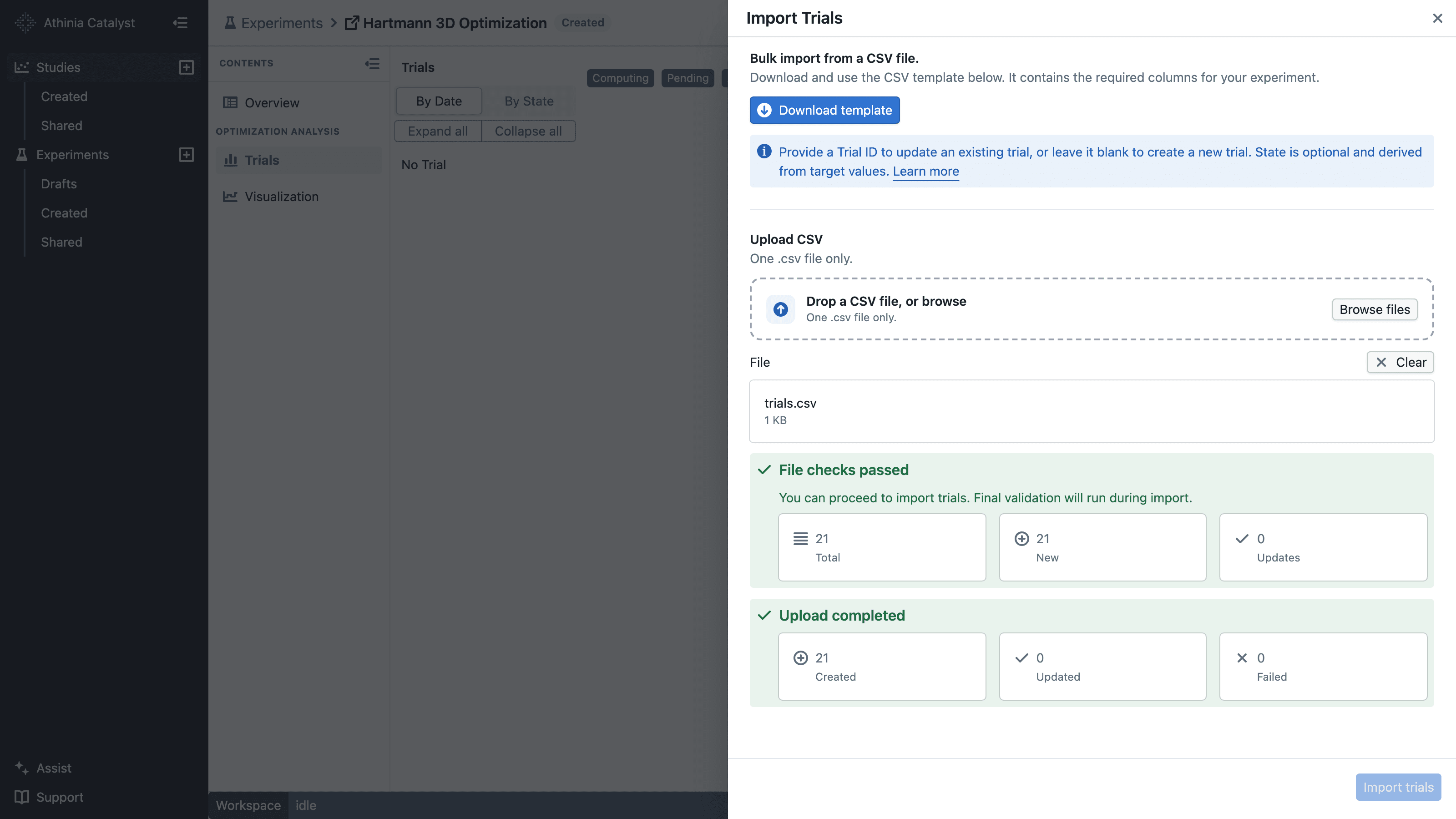 CSV trial upload completed