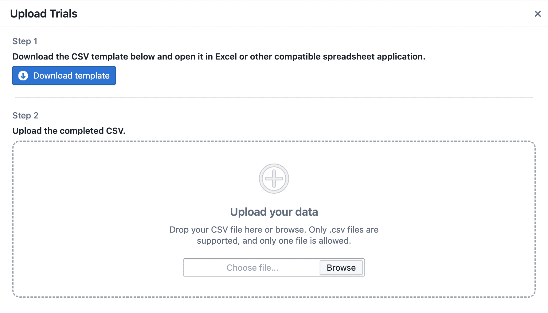 Upload Trials Screenshot